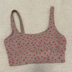 Beach Riot Taupe Bralette with Pink Spot Print
